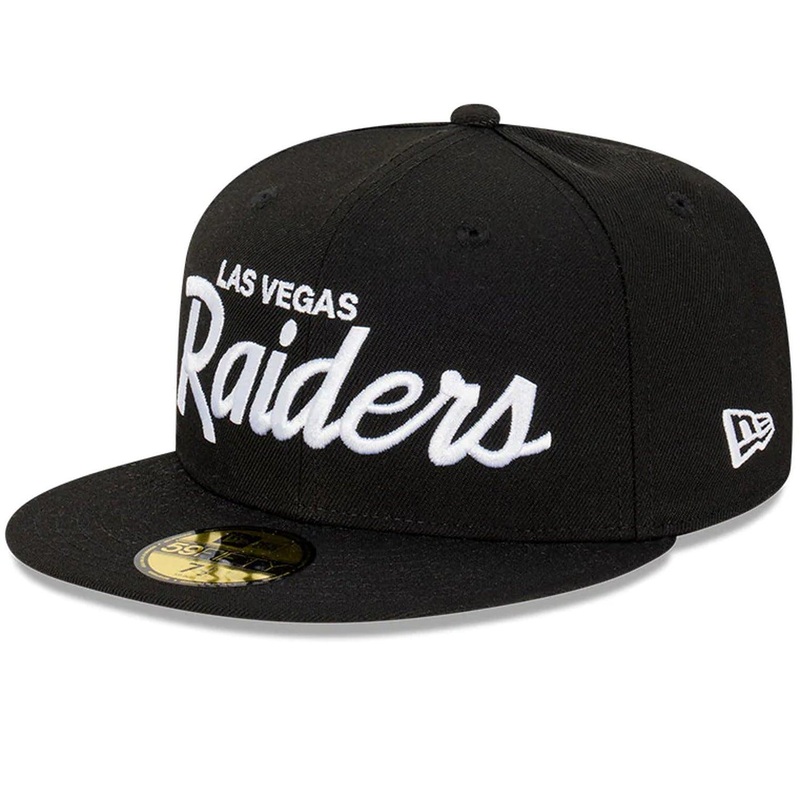 Las Vegas Raiders New Era NFL Classic Script 59FIFTY Fitted Hat – Black