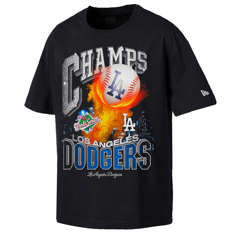 Los Angeles Dodgers New Era MLB Explosive Champs Oversized T-Shirt – Black