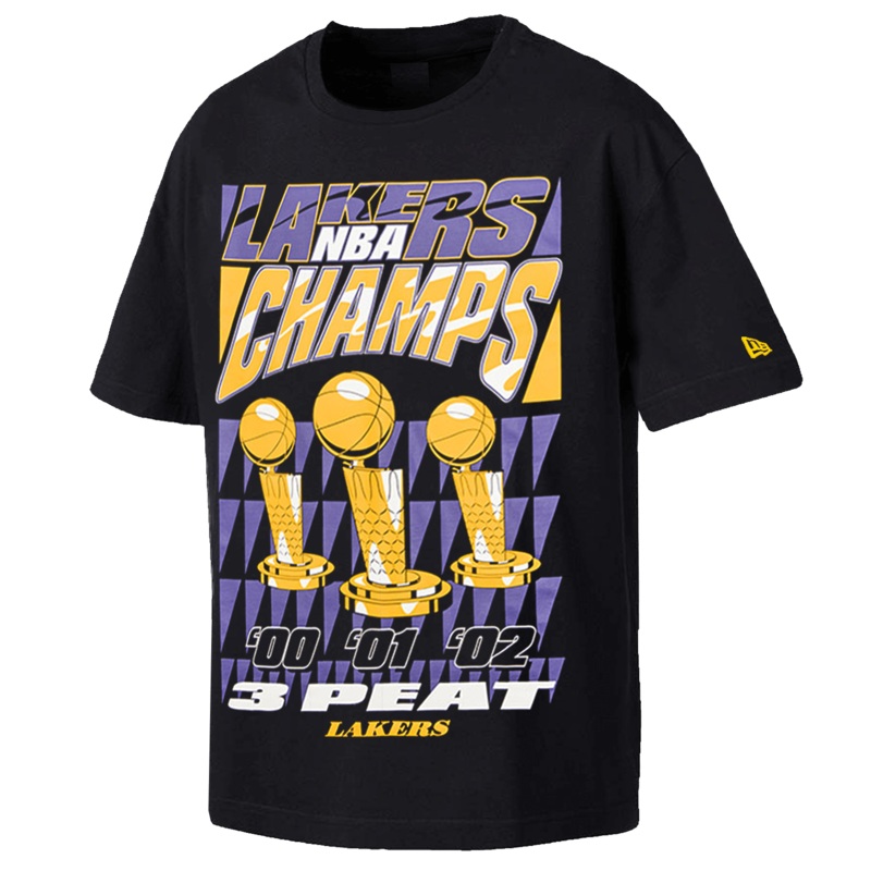 Los Angeles Lakers New Era NBA 3 Peat Champs Oversized T-Shirt – Black