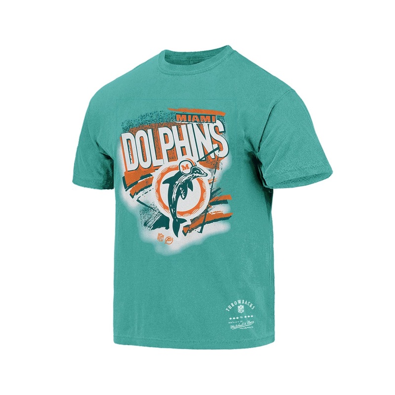 Miami Dolphins Mitchell & Ness NFL Abstract Vintage T-Shirt – Aqua