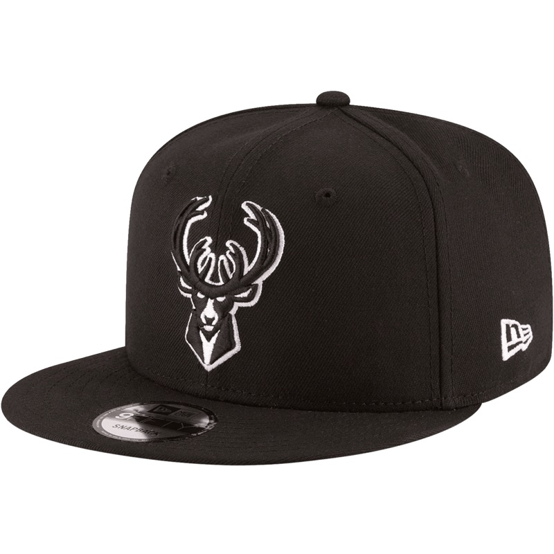 Milwaukee Bucks New Era NBA Black & White 9FIFTY Snapback Hat