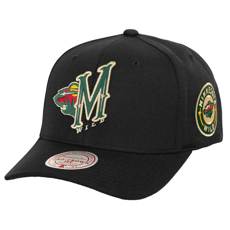 Minnesota Wild Mitchell & Ness NHL Icon Pro Crown Snapback Hat – Black