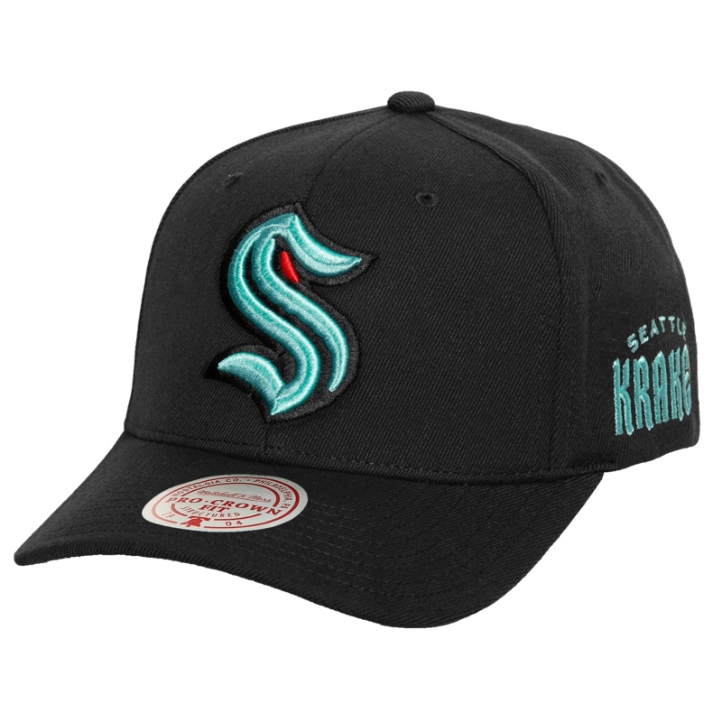 Seattle Kraken Mitchell & Ness NHL Icon Pro Crown Snapback Hat – Black