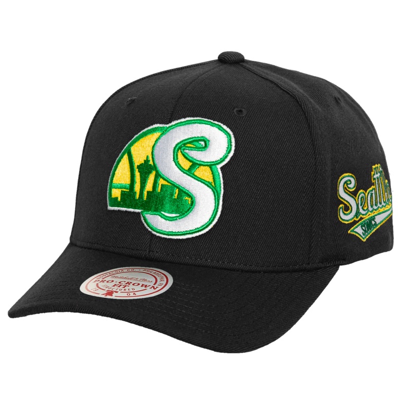Seattle Supersonics Mitchell & Ness NBA HWC Icon Pro Crown Snapback Hat – Black