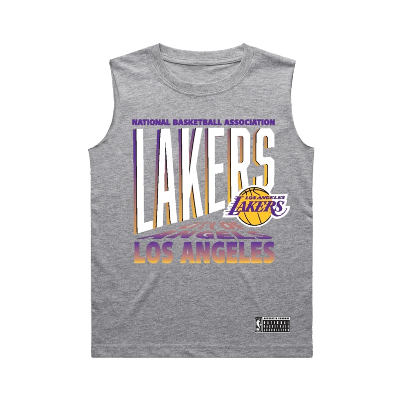 Youths Los Angeles Lakers NBA Essentials Grayling Muscle T-Shirt – Grey Marle
