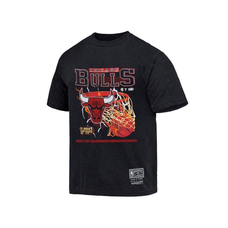 Chicago Bulls Mitchell & Ness NBA Lightning Hoop Vintage T-Shirt – Black