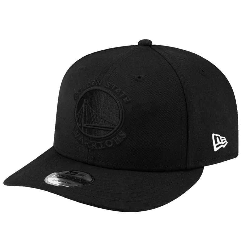 Golden State Warriors New Era NBA All Black 9FIFTY Pre-Curved Snapback Hat
