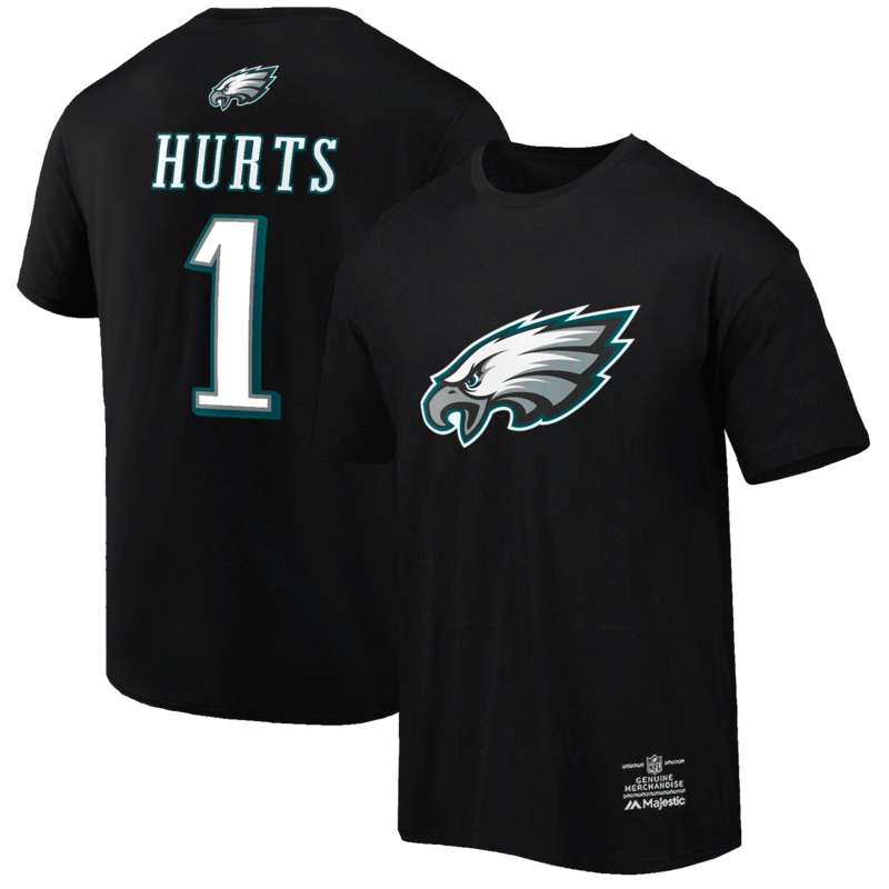 Jalen Hurts Philadelphia Eagles NFL Name & Number T-Shirt – Black