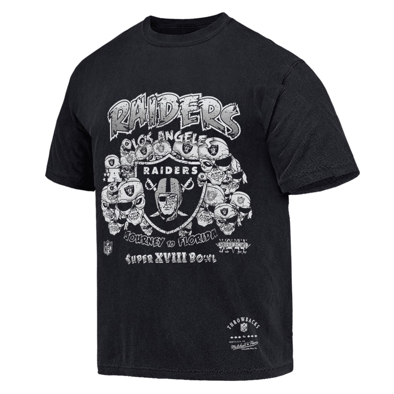 Las Vegas Raiders Mitchell & Ness NFL Journey To Florida Vintage T-Shirt – Faded Black