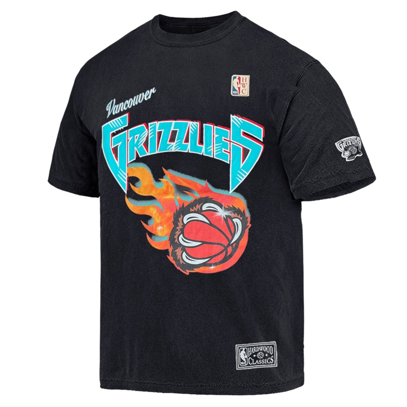 Memphis Grizzlies Mitchell & Ness NBA HWC Flaming Arch Vintage T-Shirt – Faded Black