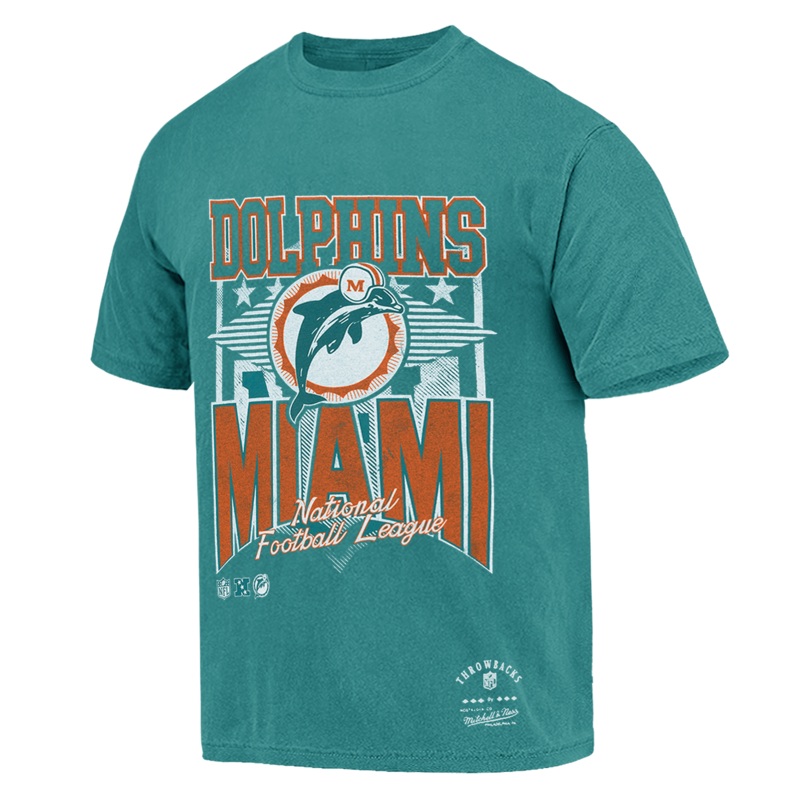 Miami Dolphins Mitchell & Ness NFL Blitz Vintage T-Shirt – Teal