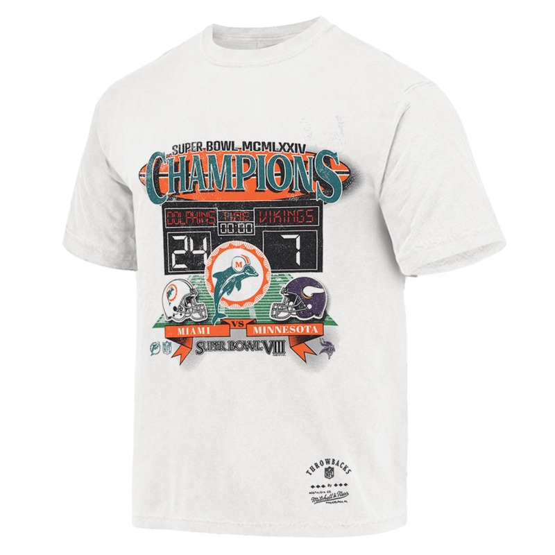 Miami Dolphins Mitchell & Ness NFL Head To Head Vintage T-Shirt – Vintage White