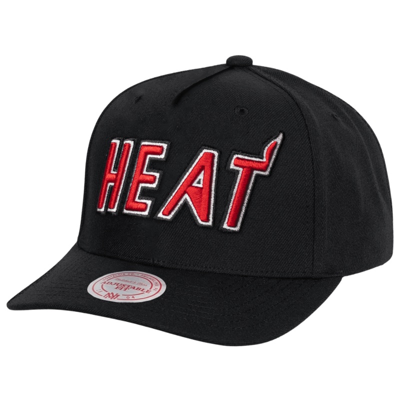 Miami Heat Mitchell & Ness NBA HWC Wordmark MVP Snapback Hat – Black
