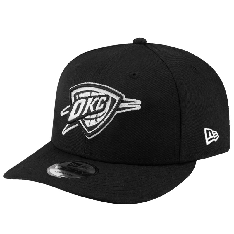 Oklahoma City Thunder New Era NBA Black & White 9FIFTY Pre-Curved Snapback Hat