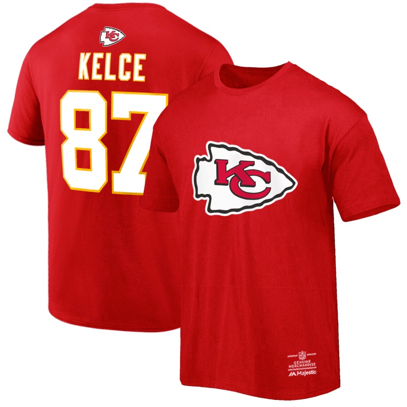 Travis Kelce Kansas City Chiefs NFL Name & Number T-Shirt – Red