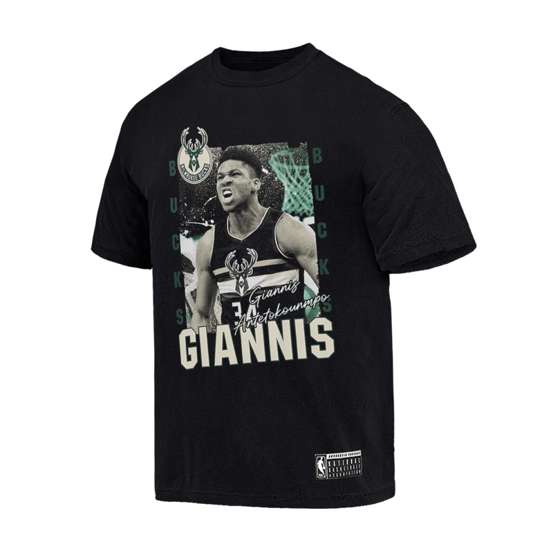 Youths Giannis Antetokounmpo Milwaukee Bucks NBA Essentials Vintage T-Shirt – Black