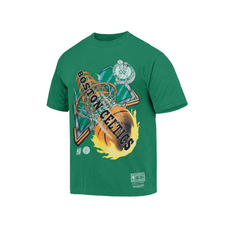 Boston Celtics Mitchell & Ness NBA On Fire Vintage T-Shirt – Green