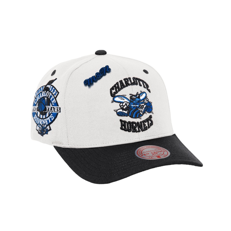 Charlotte Hornets Mitchell & Ness NBA Launch Pro Crown Snapback Hat – Off White