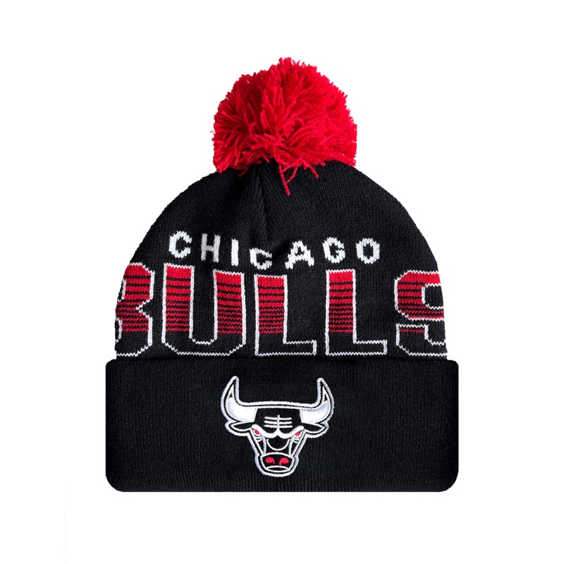 Chicago Bulls Mitchell & Ness NBA Burst Knit Beanie – Black