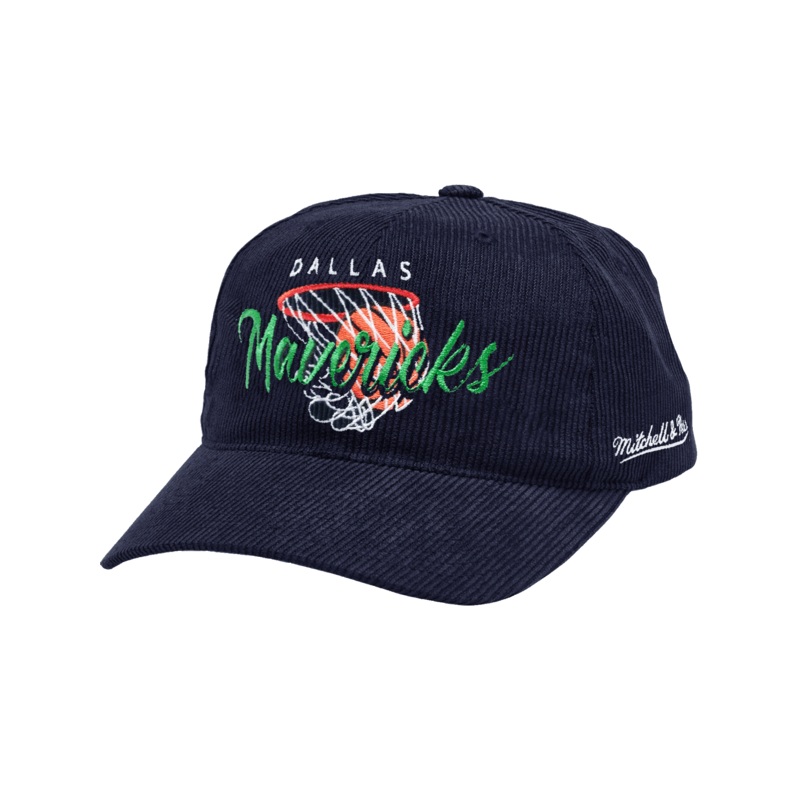 Dallas Mavericks Mitchell & Ness NBA Net Deadstock Pre-Curved Snapback Hat – Navy