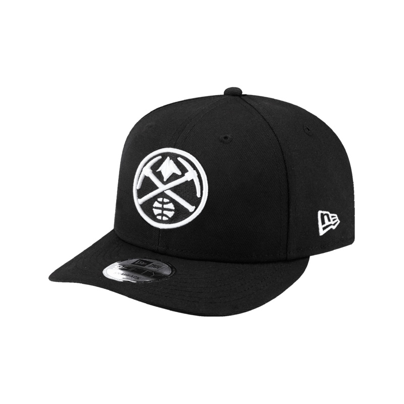 Denver Nuggets New Era NBA Black White 9FIFTY Pre-Curved Snapback Hat – Black