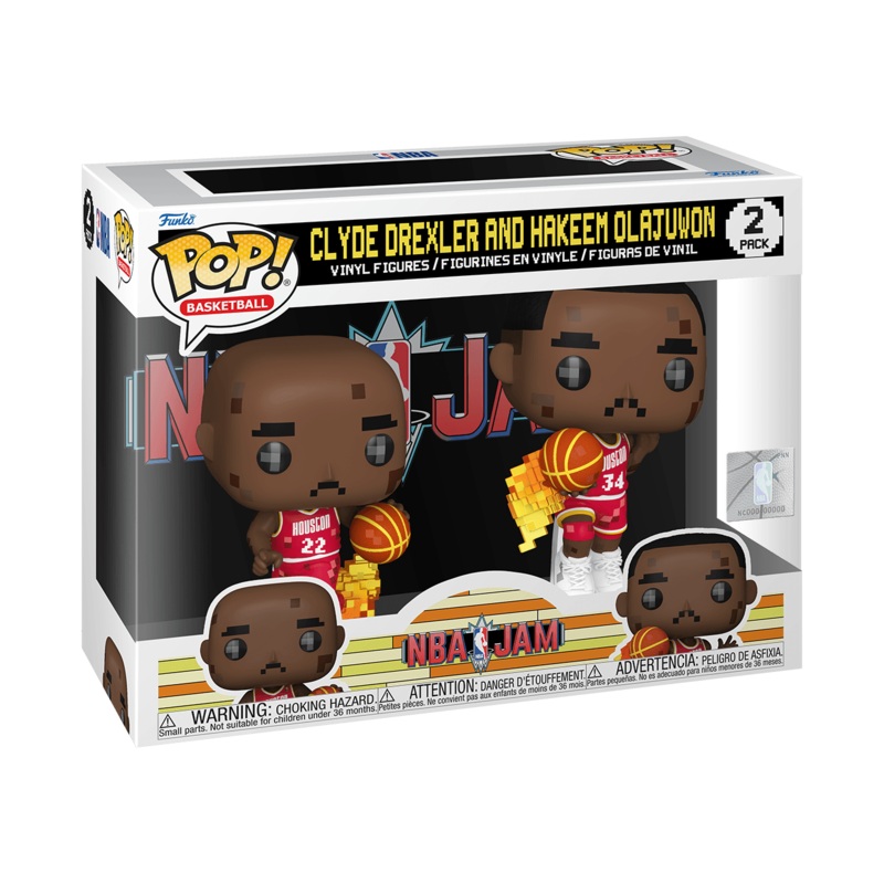 Drexler/Olajuwon Houston Rockets Funko NBA Jam 2-Pack Pop Vinyl Figure Set