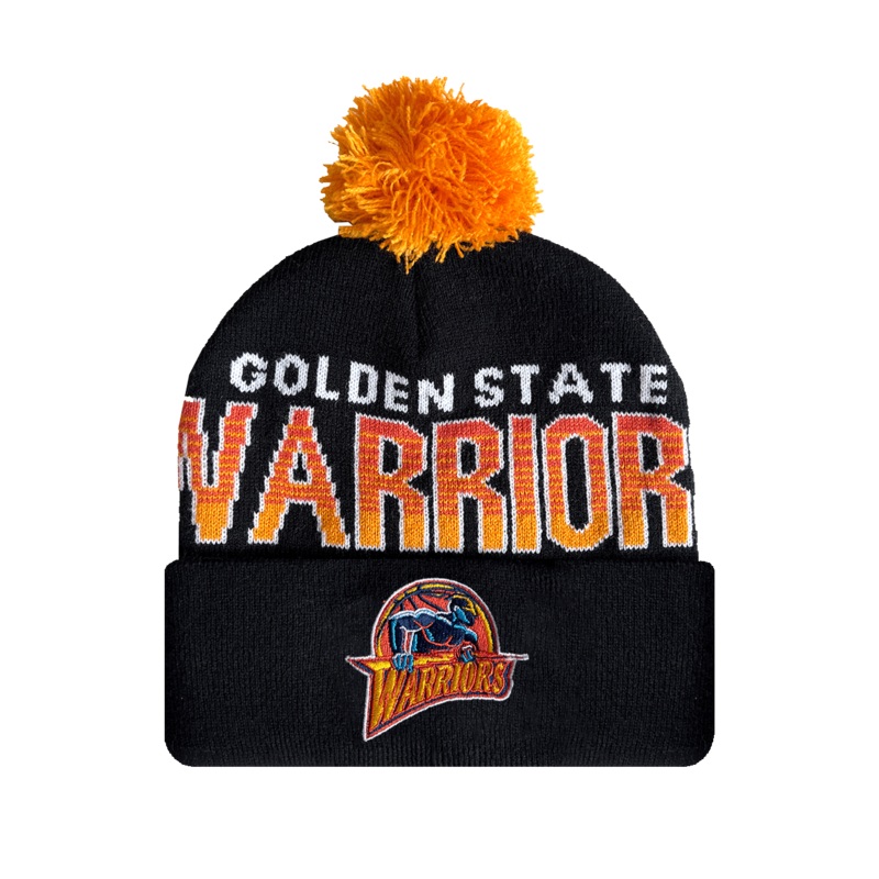 Golden State Warriors Mitchell & Ness NBA Burst Knit Beanie – Black
