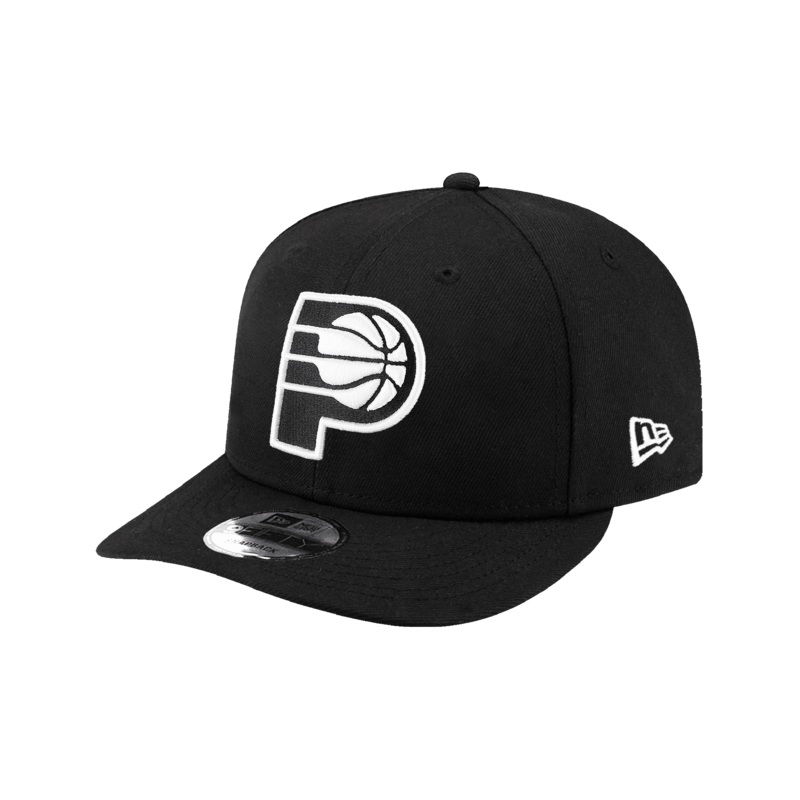 Indiana Pacers New Era NBA Black White 9FIFTY Pre-Curved Snapback Hat – Black