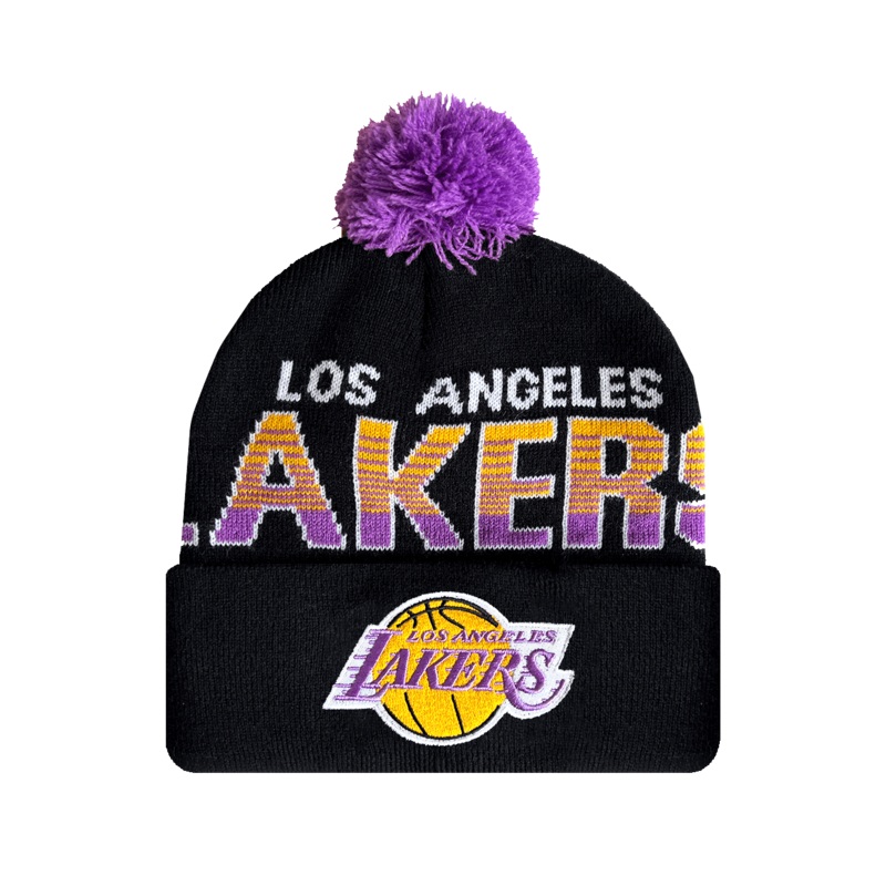 Los Angeles Lakers Mitchell & Ness NBA Burst Knit Beanie – Black