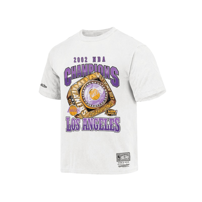 Los Angeles Lakers Mitchell & Ness NBA Champs History Vintage T-Shirt – White