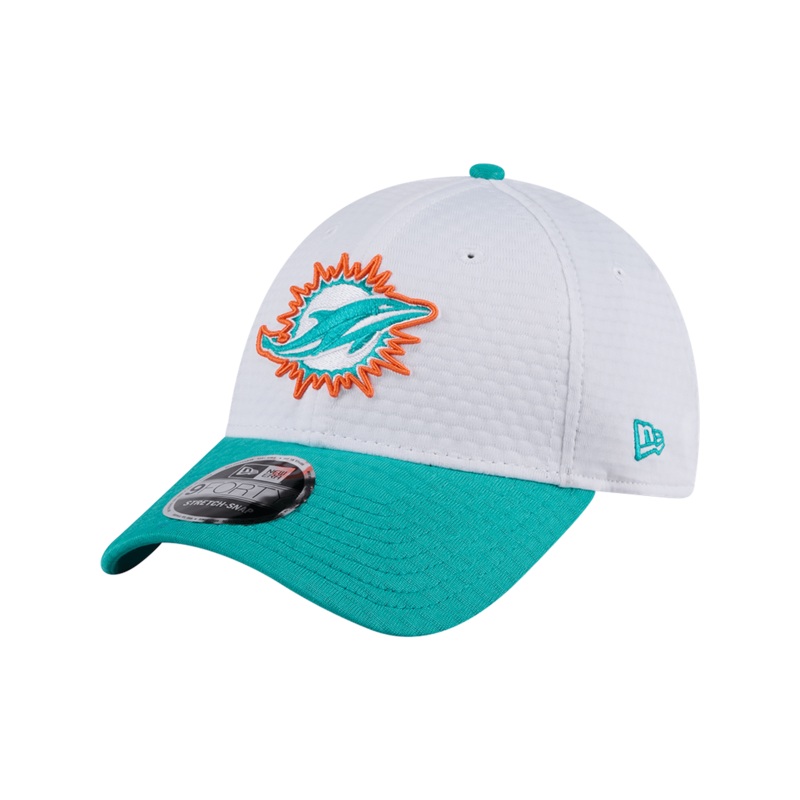 Miami Dolphins New Era NFL 24 Training 9FORTY Stretch-Snapback Hat – White