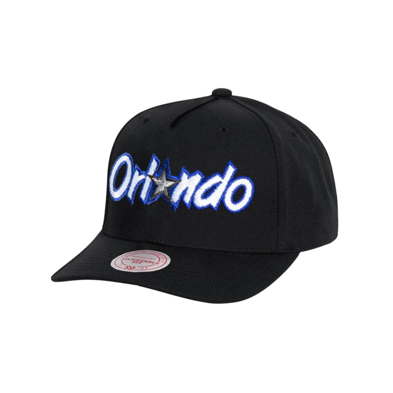 Orlando Magic Mitchell & Ness NBA HWC Wordmark MVP Snapback Hat – Black