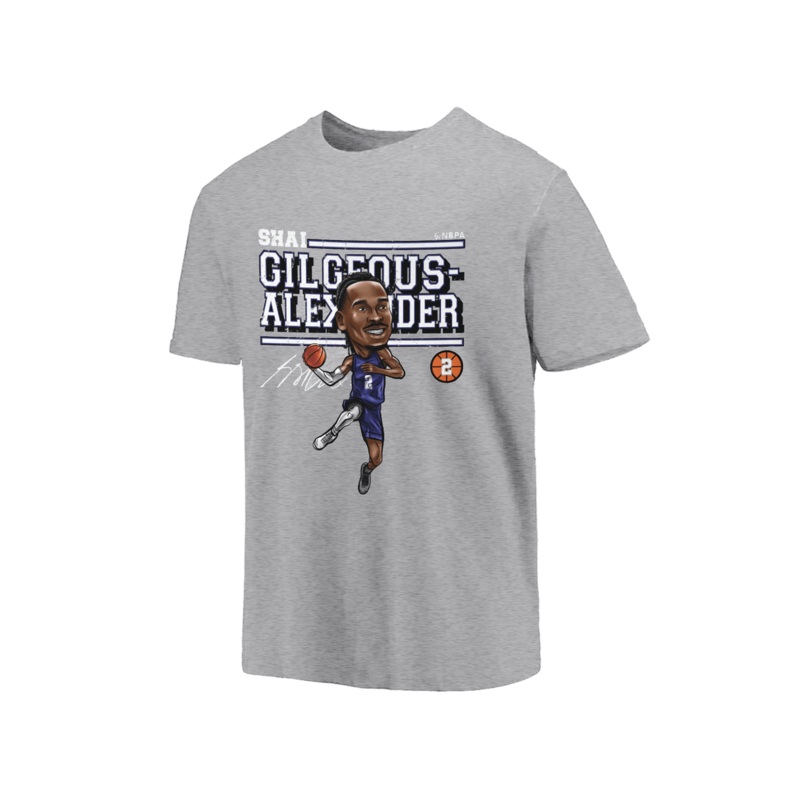 Shai Gilgeous-Alexander Oklahoma City Thunder 500 Level NBA Cartoon T-Shirt – Grey