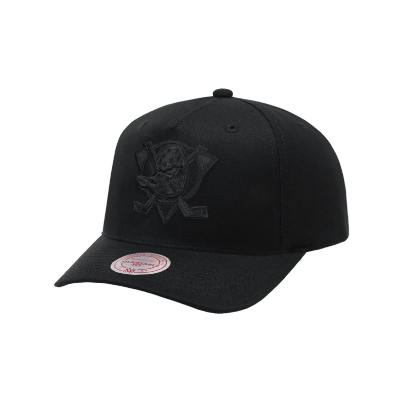 Anaheim Mighty Ducks Mitchell & Ness NHL All Black MVP Snapback Hat – Black