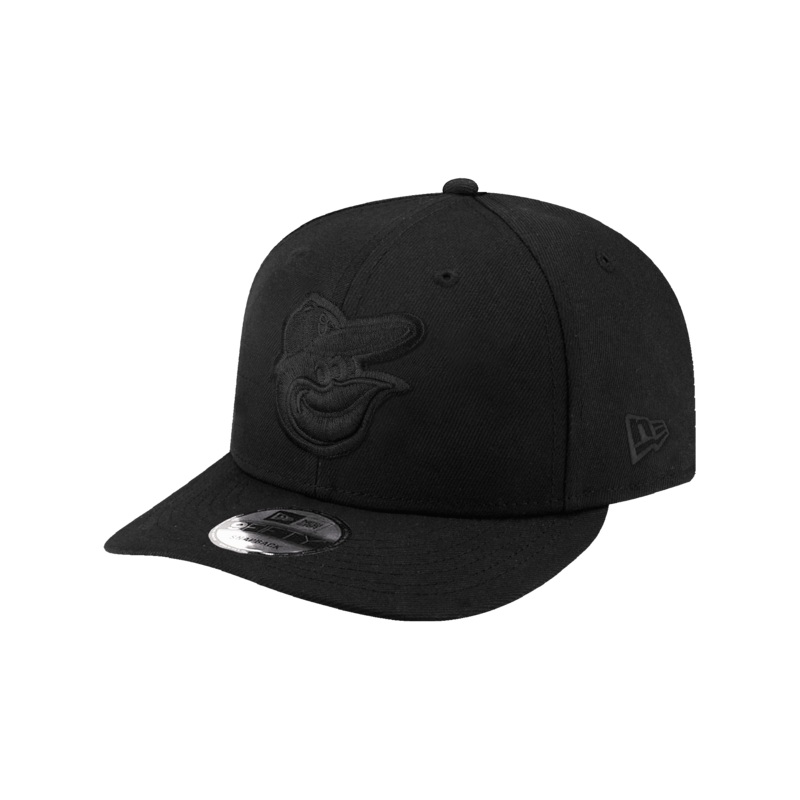 Baltimore Orioles New Era MLB Black On Black 9FIFTY Pre-Curved Snapback Hat