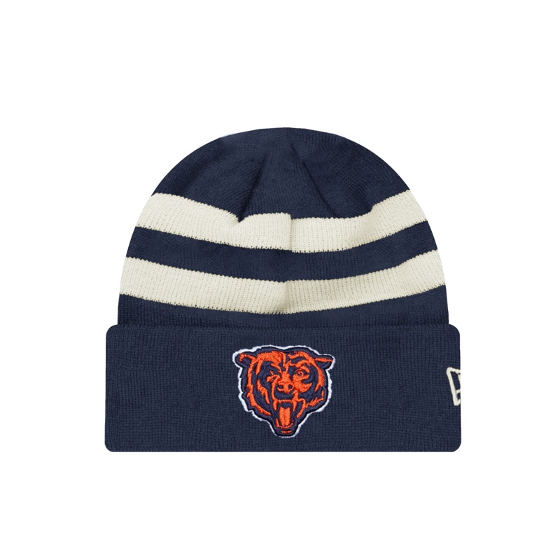 Chicago Bears New Era NFL Ivory Stripe Knit Beanie – Navy