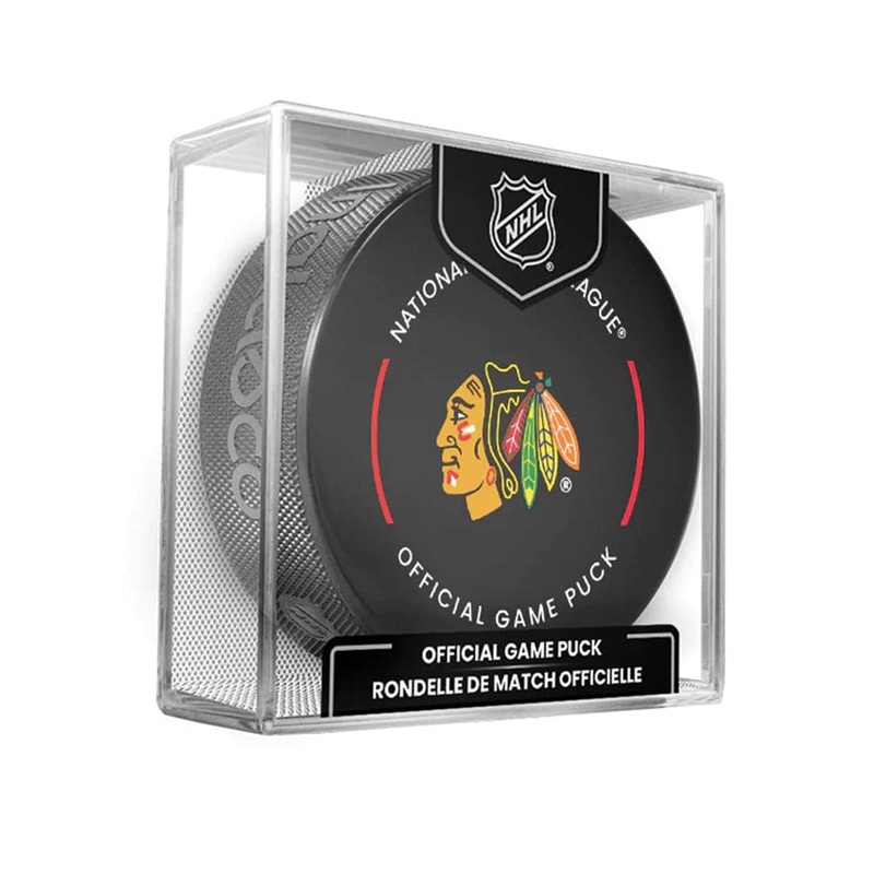 Chicago Blackhawks Inglasco NHL Official Team Hockey Puck In Cube