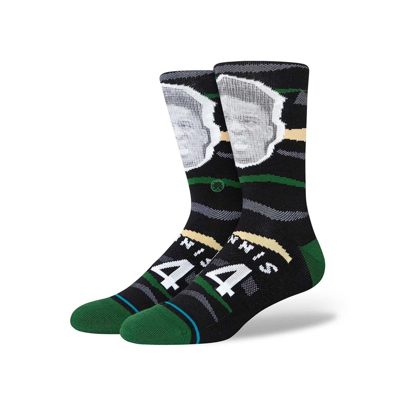 Giannis Antetokounmpo Milwaukee Bucks Stance NBA Faxed Crew Socks – Black