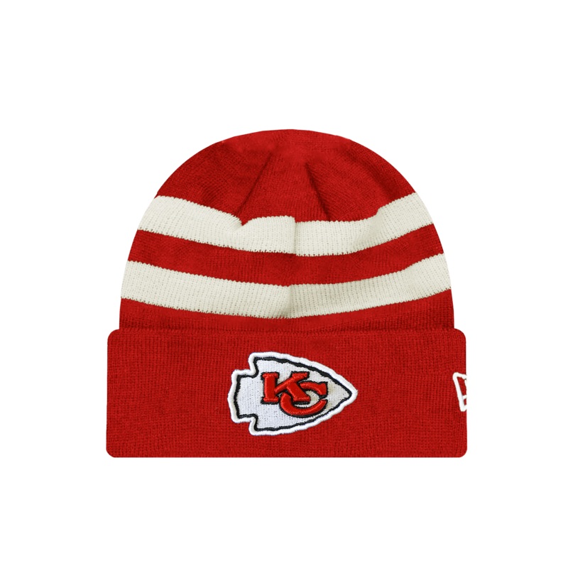Kansas City Chiefs New Era NFL Ivory Stripe Knit Beanie – Red
