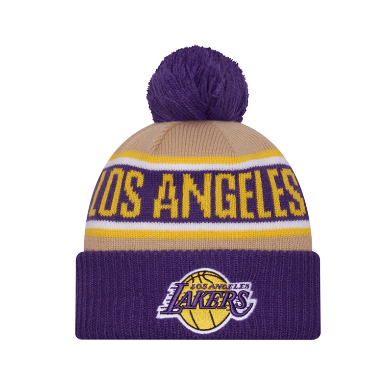 Los Angeles Lakers New Era NBA 24 Draft Knit Beanie – Tan