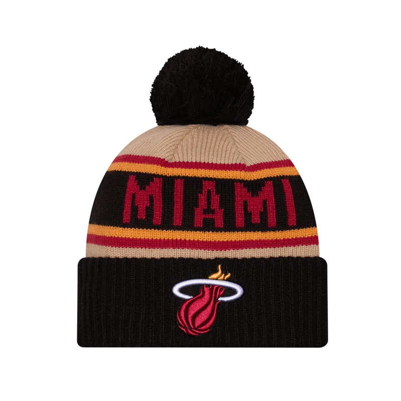 Miami Heat New Era NBA 24 Draft Knit Beanie – Tan