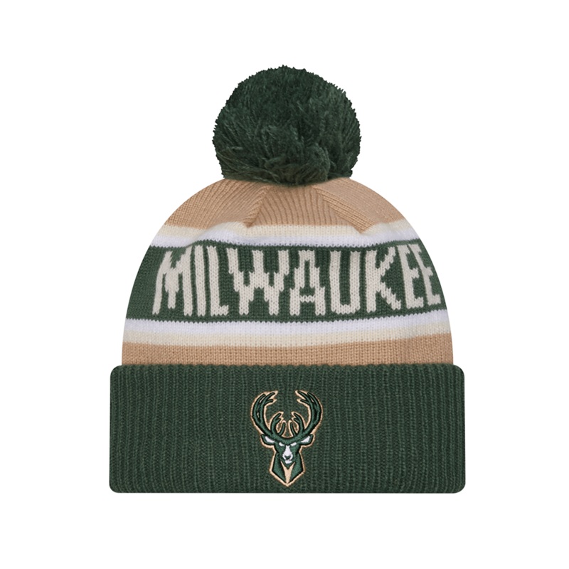 Milwaukee Bucks New Era NBA 24 Draft Knit Beanie – Tan