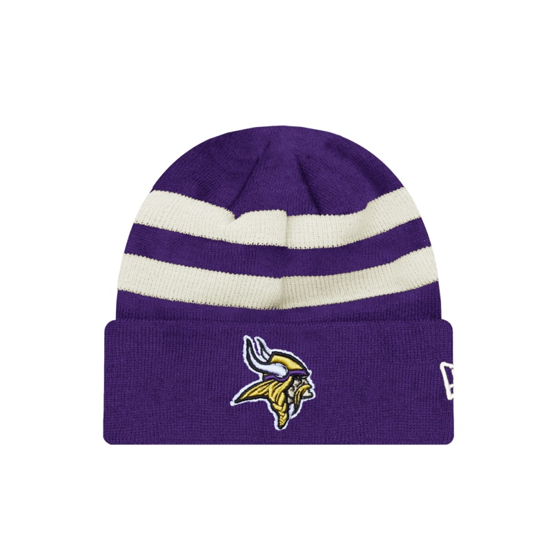 Minnesota Vikings New Era NFL Ivory Stripe Knit Beanie – Purple