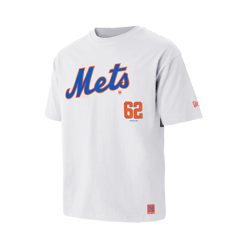 New York Mets New Era MLB Wordmark Pocket Oversized T-Shirt – White