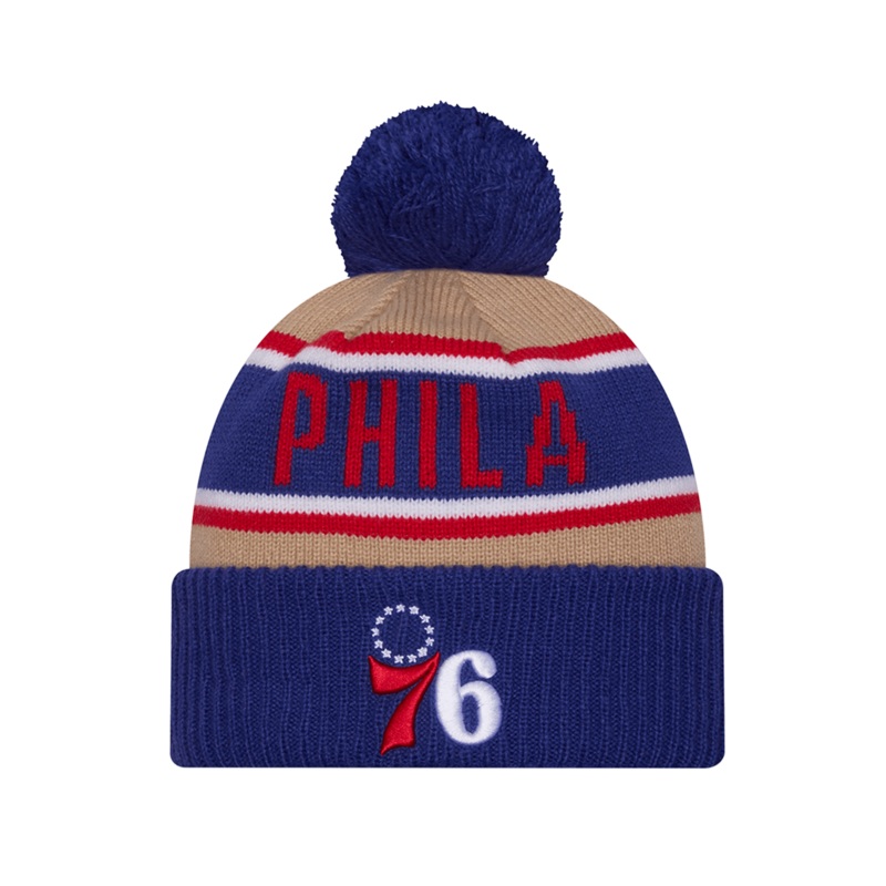 Philadelphia 76ers New Era NBA 24 Draft Knit Beanie – Tan