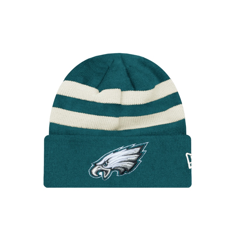 Philadelphia Eagles New Era NFL Ivory Stripe Knit Beanie – Green