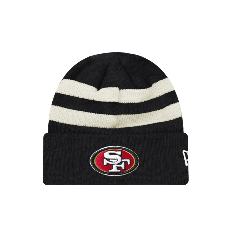 San Francisco 49ers New Era NFL Ivory Stripe Knit Beanie – Black