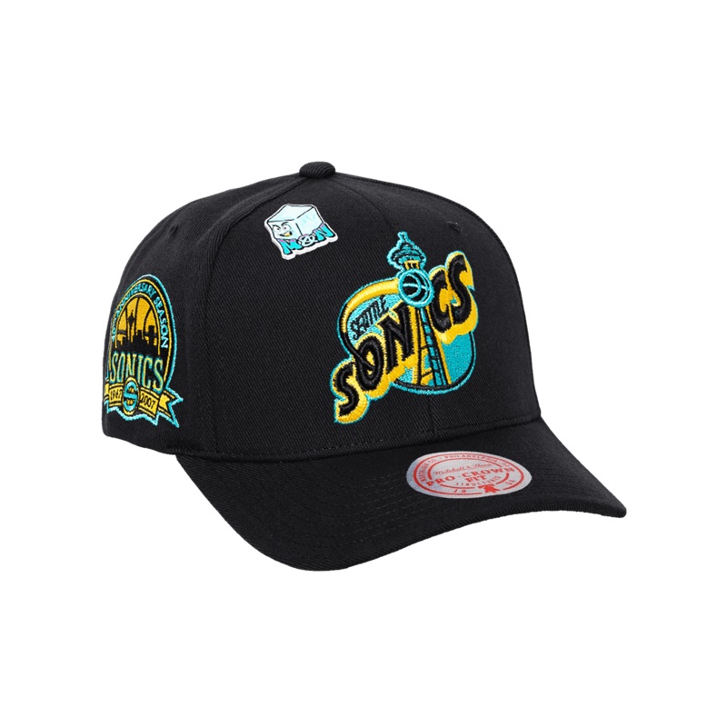 Seattle Supersonics Mitchell & Ness NBA Ice Cold Pro Crown Snapback Hat – Black
