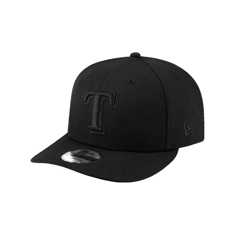 Texas Rangers New Era MLB Black On Black 9FIFTY Pre-Curved Snapback Hat