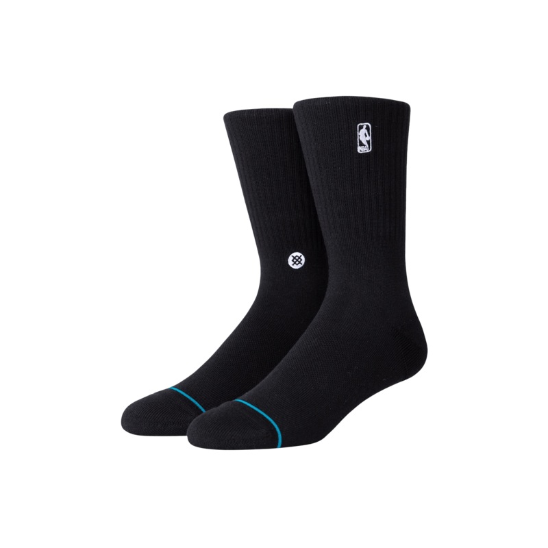 Youths NBA Logoman Stance Black & White Crew Socks – Black